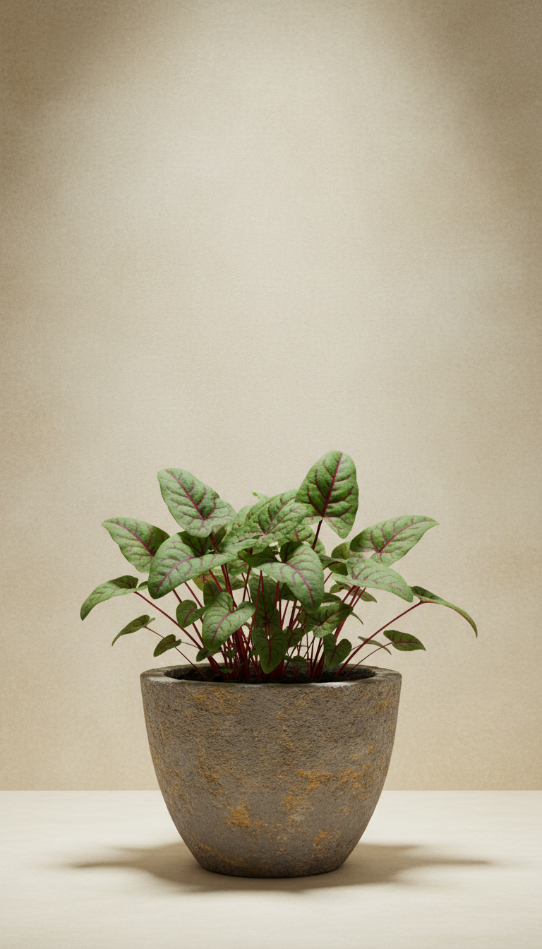 Red Veined Sorrel in Stone Planter