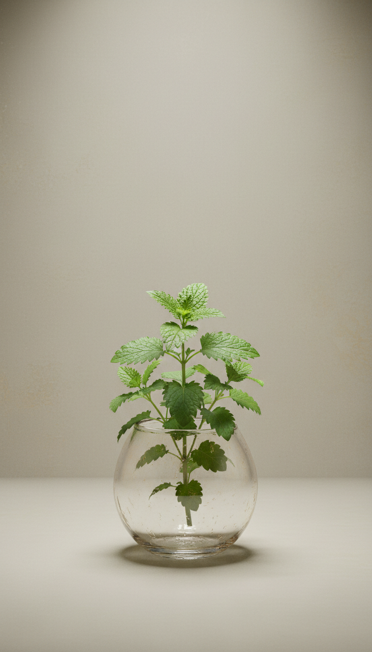Petite Lemon Balm in Glass Vessel